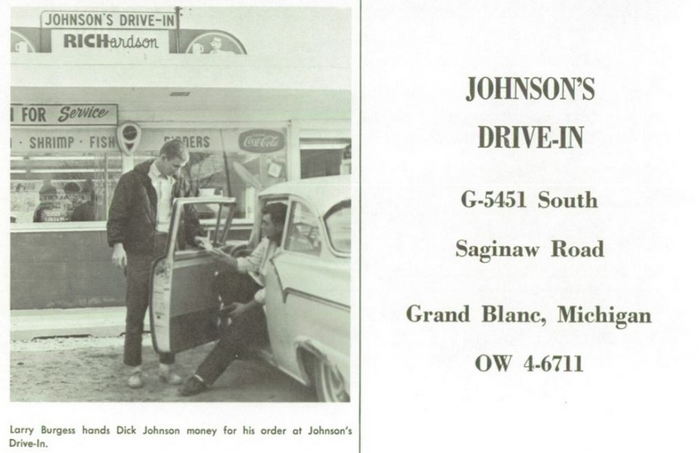 Johnsons Drive-In - 1964 Grand Blanc High School Yearbook (newer photo)